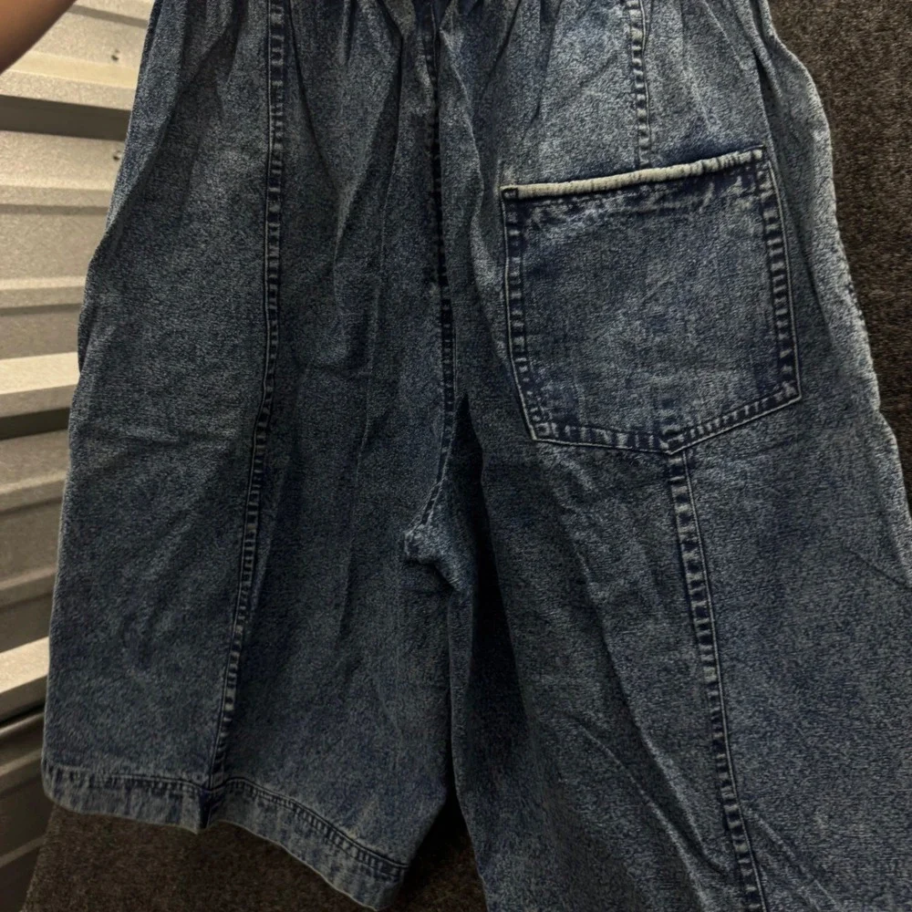 Vintage 80s Acid Wash Denim Shorts Palm Tree Neon Hot Hot Hot Blue Medium